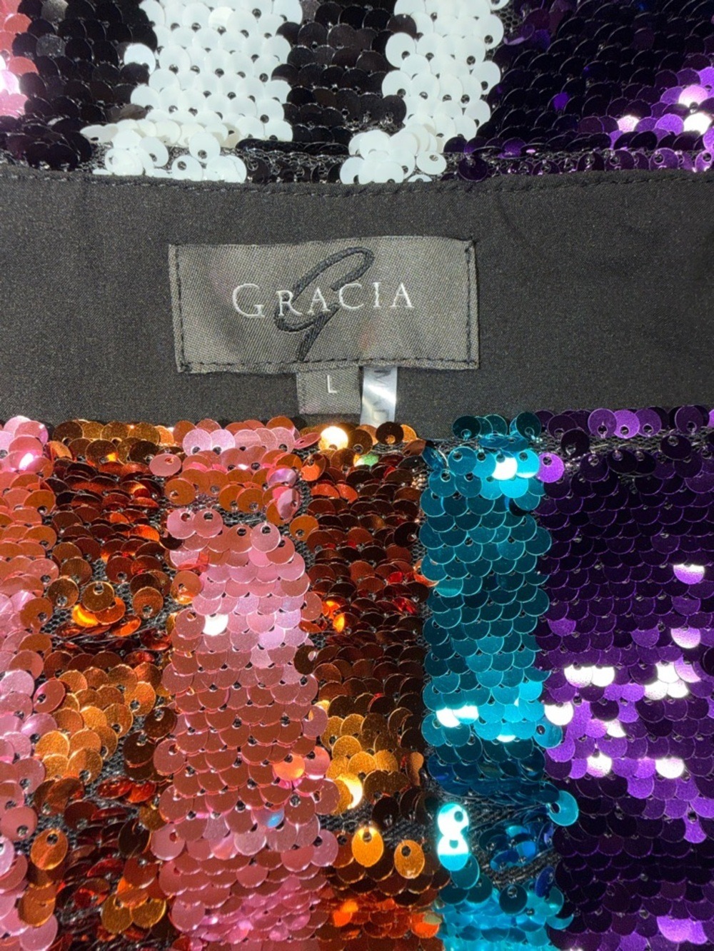Gracia Multi-Color Sequin Striped Pencil Skirt - Vibrant Glam - Size Large - Picture 2 of 15